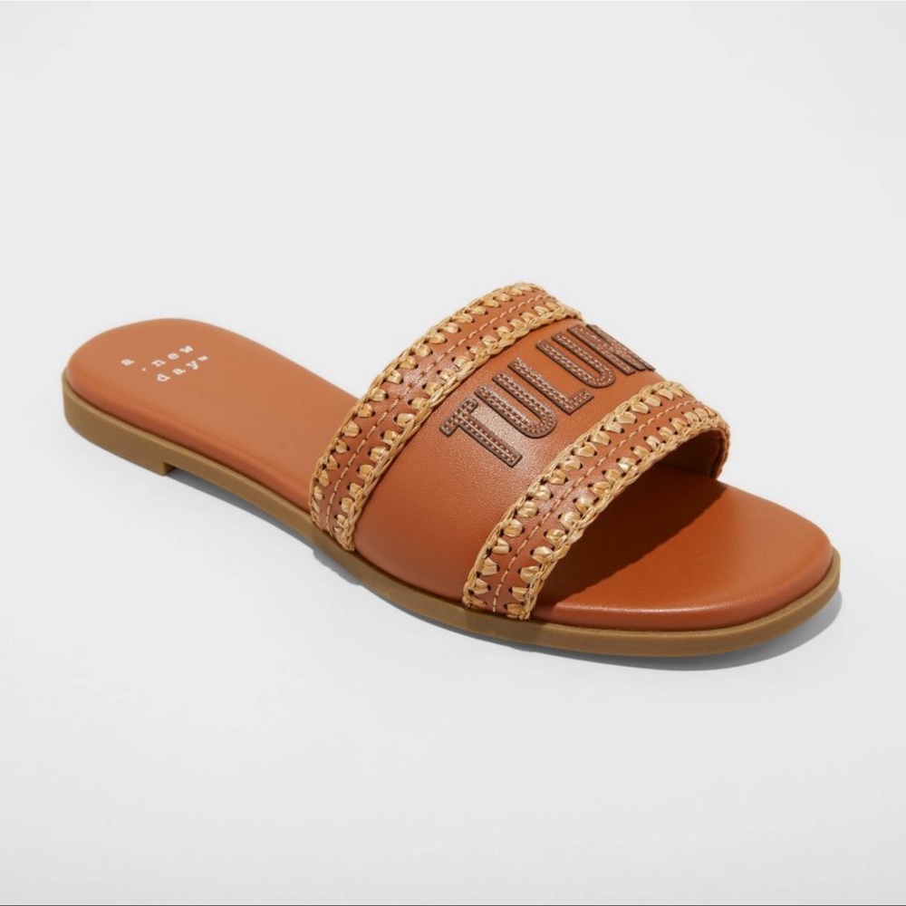 Women's Nehemia Slide Sandals - A New Day™ Open Toe, Block Heel, Slip On